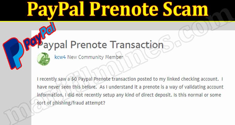 Latest News PayPal Prenote Scam